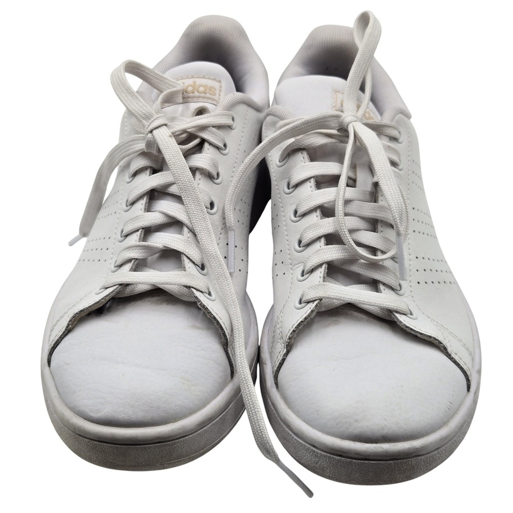 Adidas Cloudfoam Advantage‎ Clean Shoes Womens Size 8.5 White Gold F36223 Casual